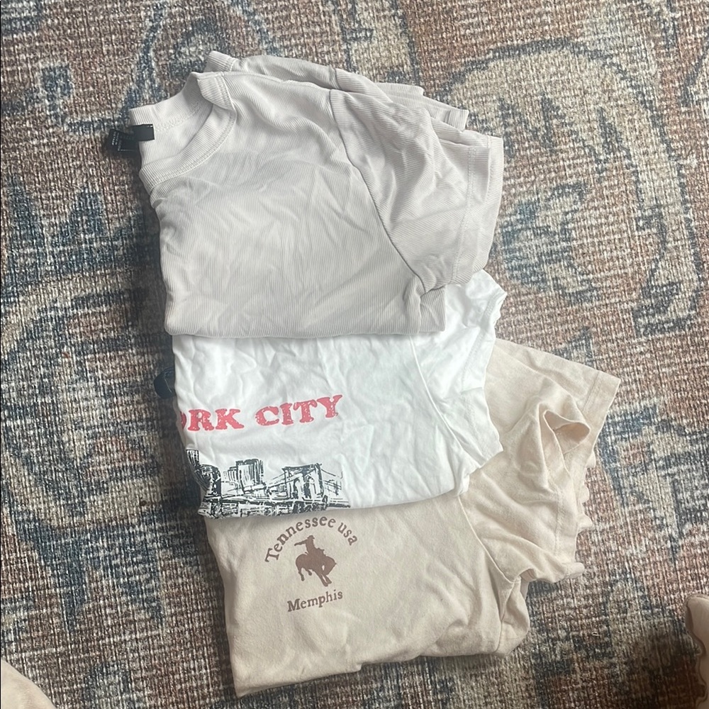 ASOS Cream and White Short Sleeve Tee Casual Cotton